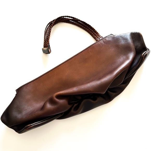 Gucci by Tom Ford Brown Leather Clutch Bag 2002 S/S Braided Handle Vintage - Picture 1 of 16